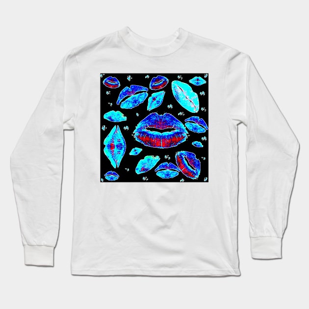 Kisses All Over (Blue) Long Sleeve T-Shirt by BlakCircleGirl